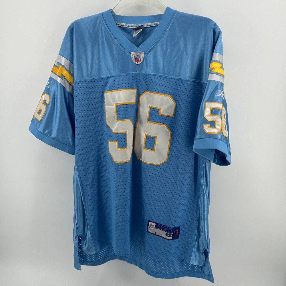 Vtg Reebok NFL San Diego Chargers Jersey Mens 2XL Blue Merriman #56 Football